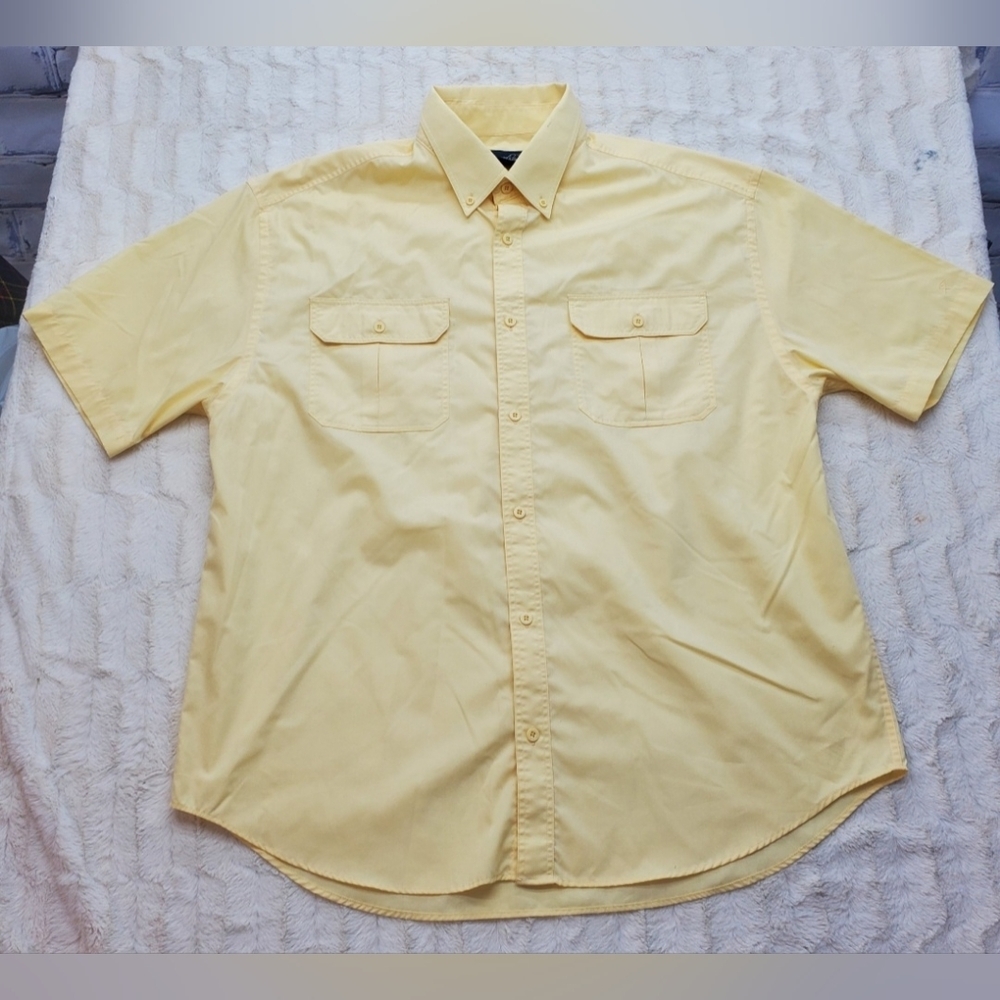 Arnold Palmer Men's Button Front Shirt Short Sleeves Yellow Vintage Y2K Size XL